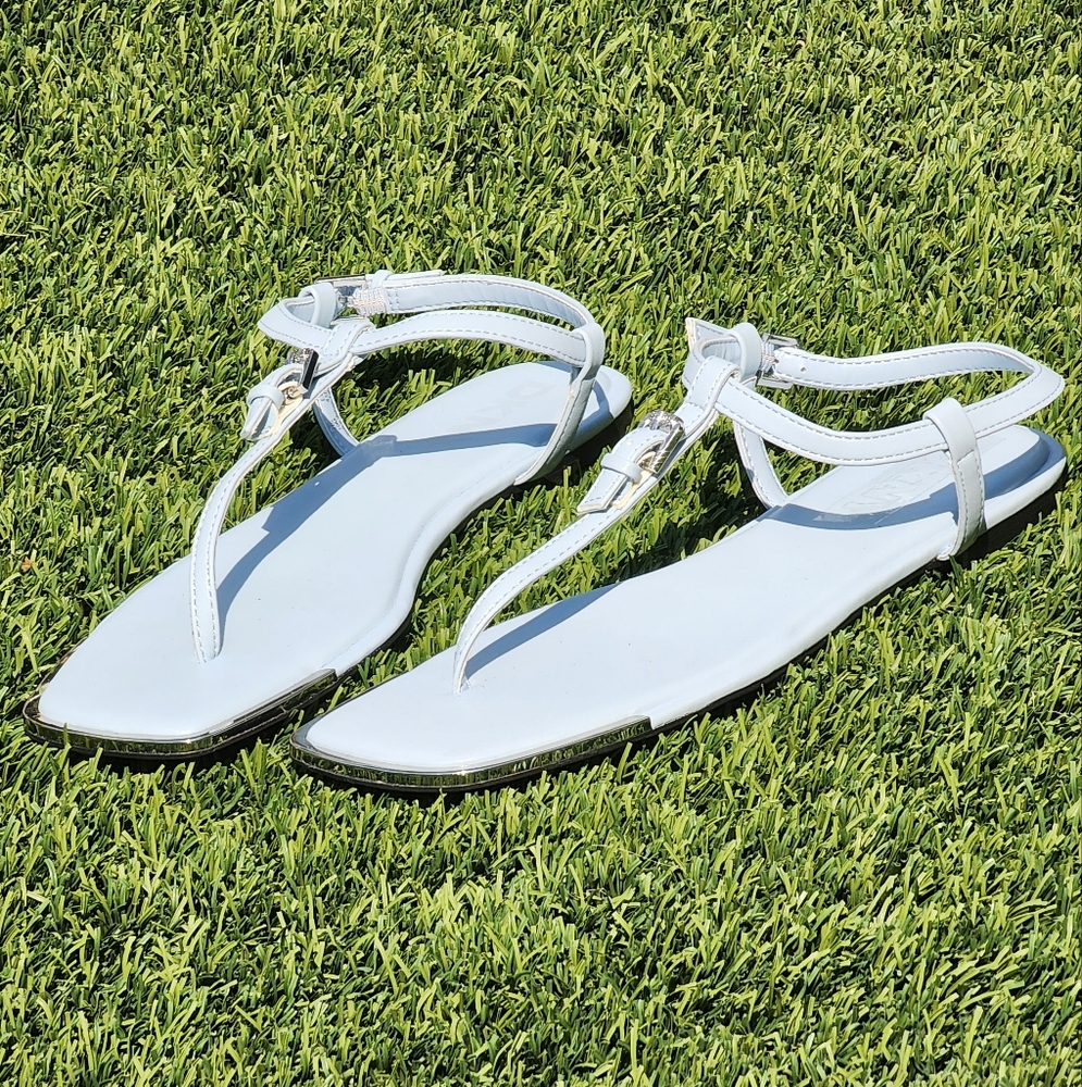 DKNY Daniella Women's Light Blue Leather Ankle Strap Square Toe Sandals Size 7.5 - Picture 10 of 12
